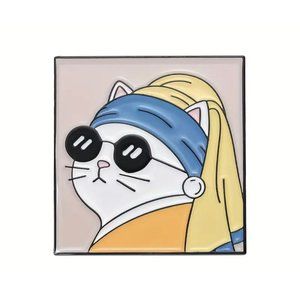 Cute Enamel White Cat Brooch Pin for Bags and Clothing - Adorable Cartoon Cat